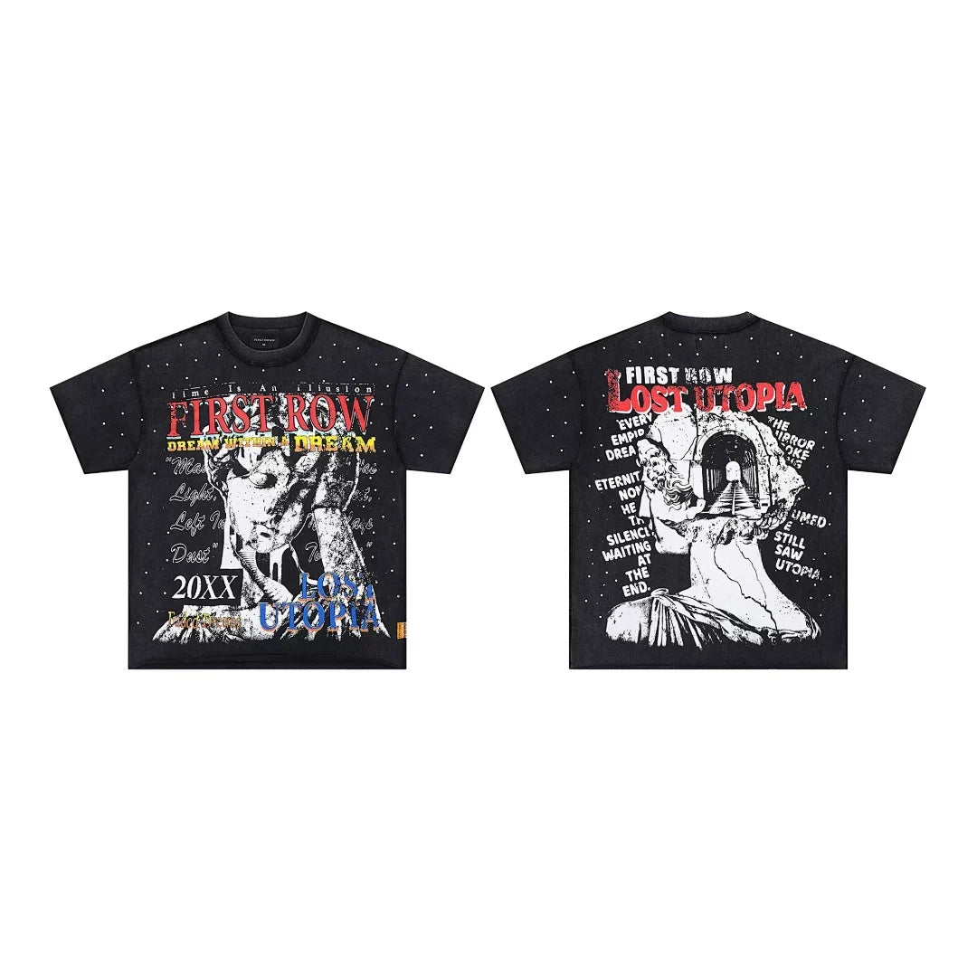 First Row “Lost Utopia” Graphic Rhinestone Vintage Tee