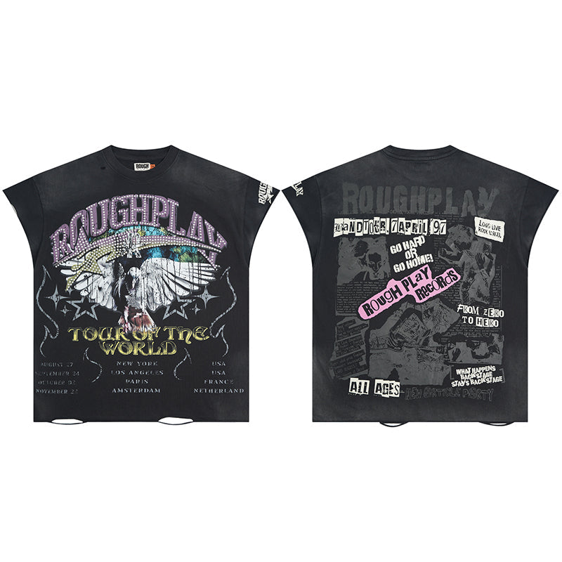Rough Play T Shirts RoughPlay Tour Sleeveless Street Holes Diamonds